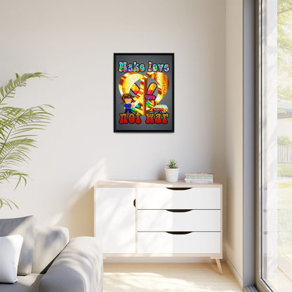 love peace - framed canvas art (grey-light grey)