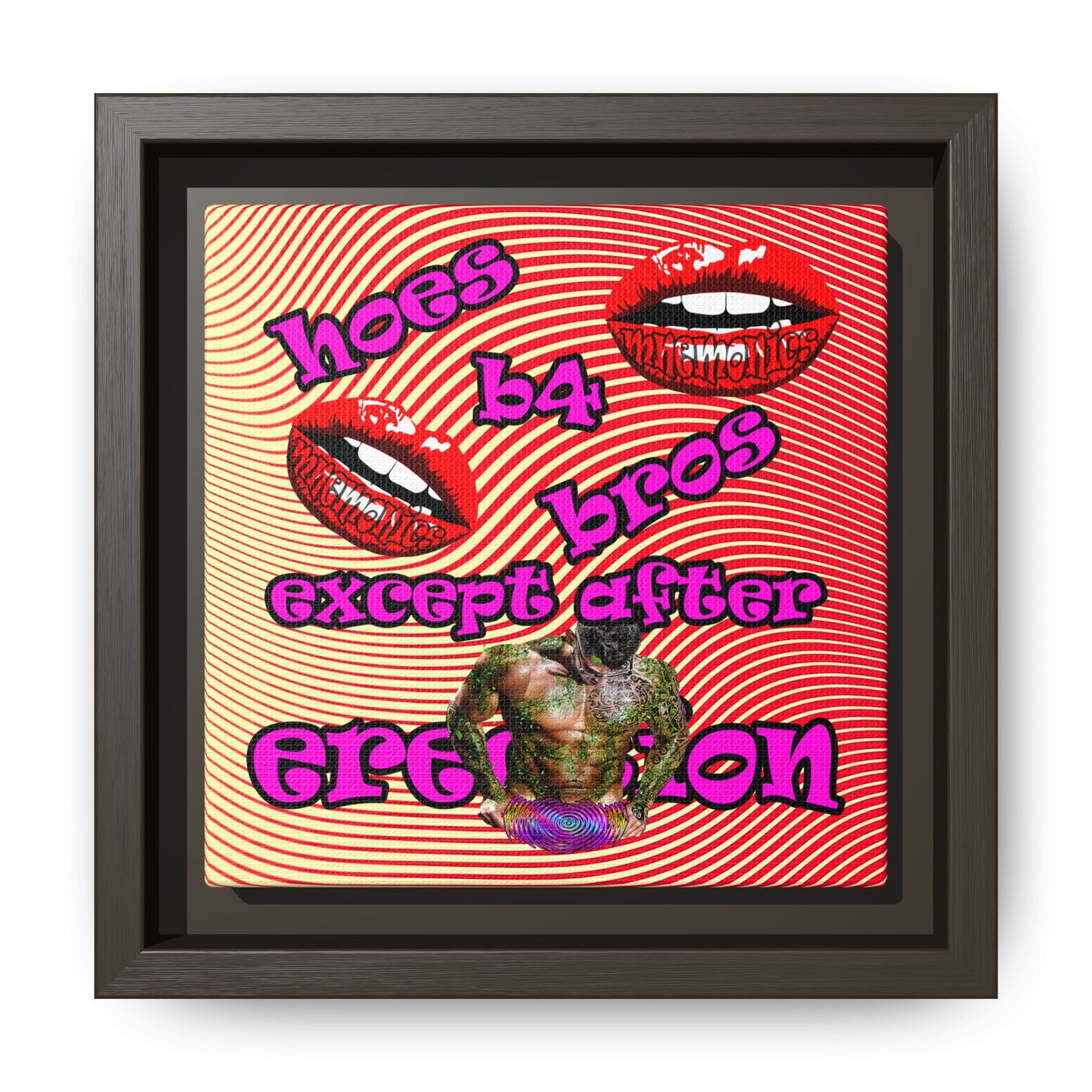 hoes b4 bros - framed canvas art (yellow-orange wave)
