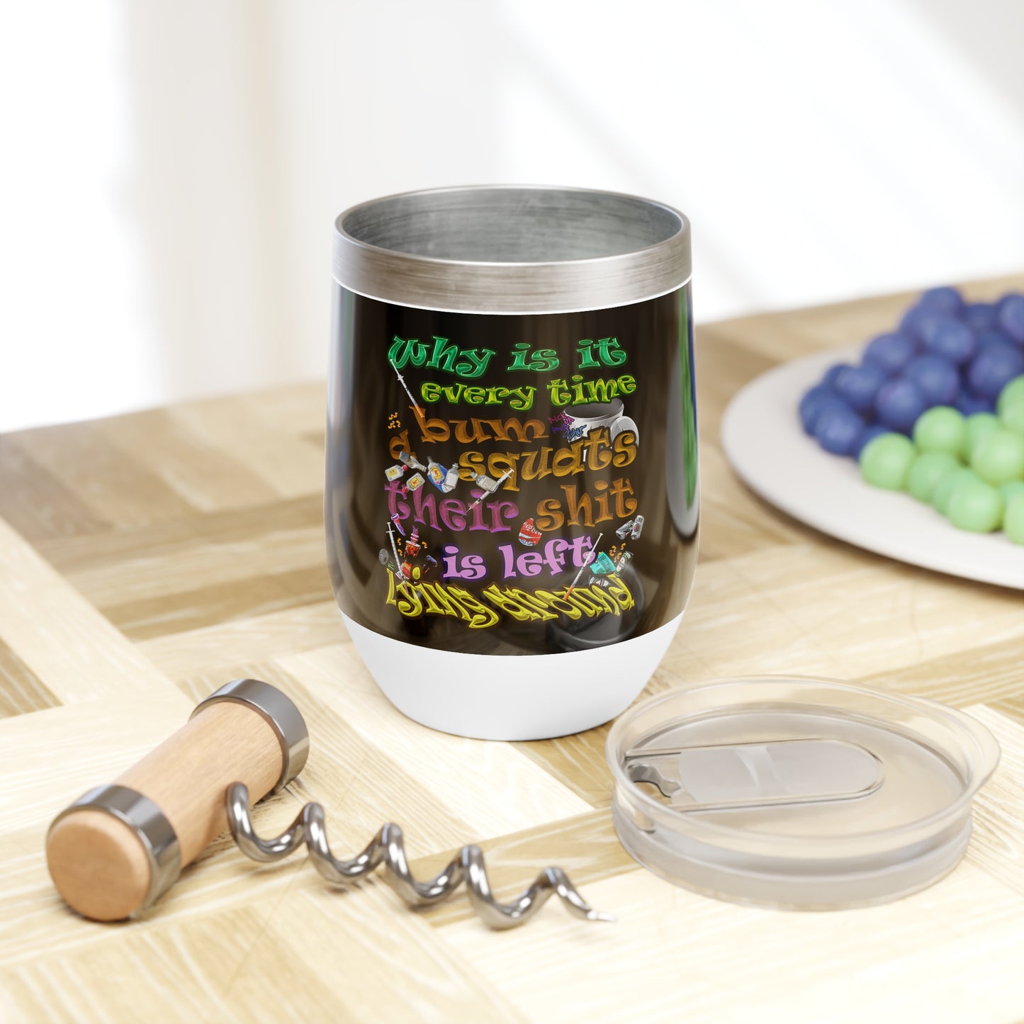 the bum's shit - Chill Wine Tumbler (black)