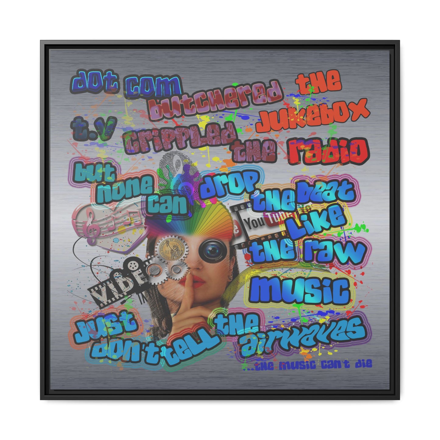 drop the beat - framed canvas art (brushed nickel)
