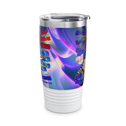 drop the beat - Ringneck Tumbler, 20oz  (grey-pink wave)