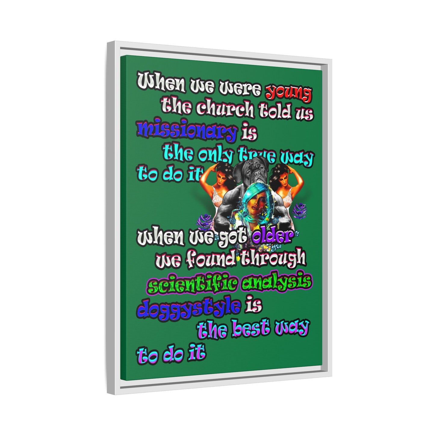 doggystyle - framed canvas art (dark green)
