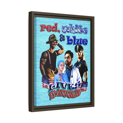 rw&b lives matter - framed canvas art (faded blue)