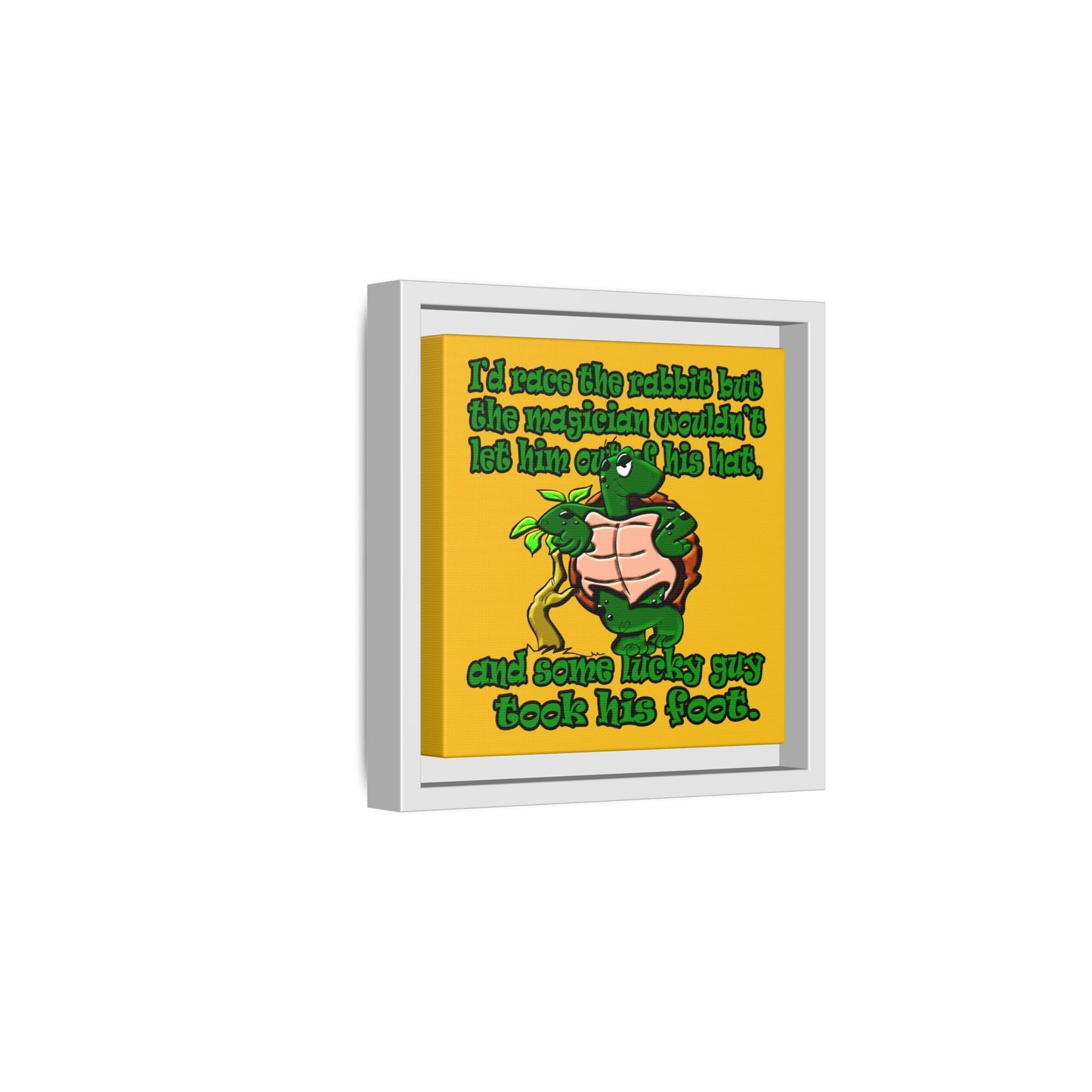 turtle race - framed canvas art (yellow)