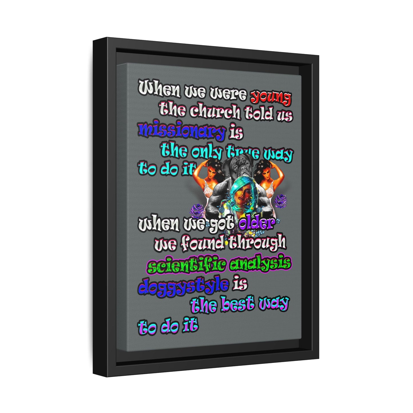 doggystyle - framed canvas art (dark grey)