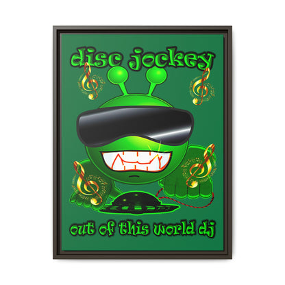 disc jockey - framed canvas art (dark green)