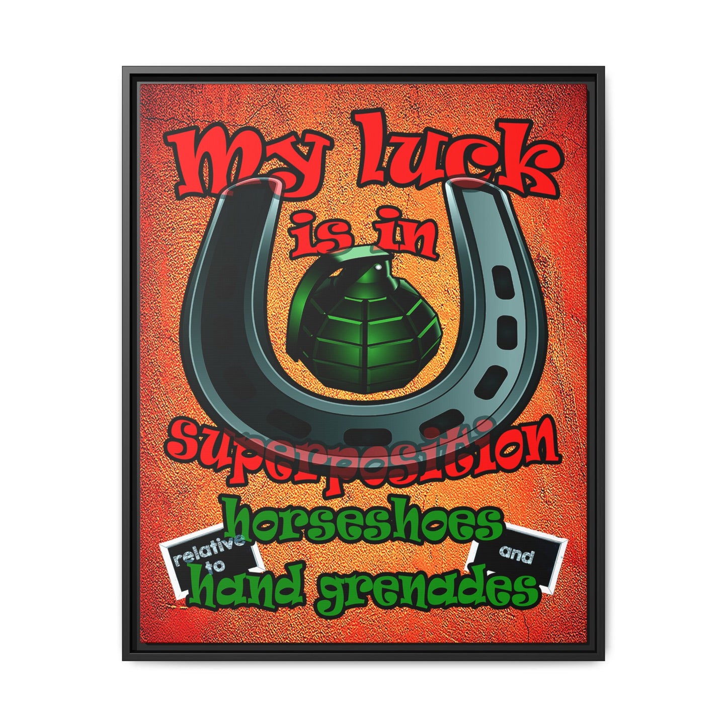 my luck - framed canvas art (burnt orange)