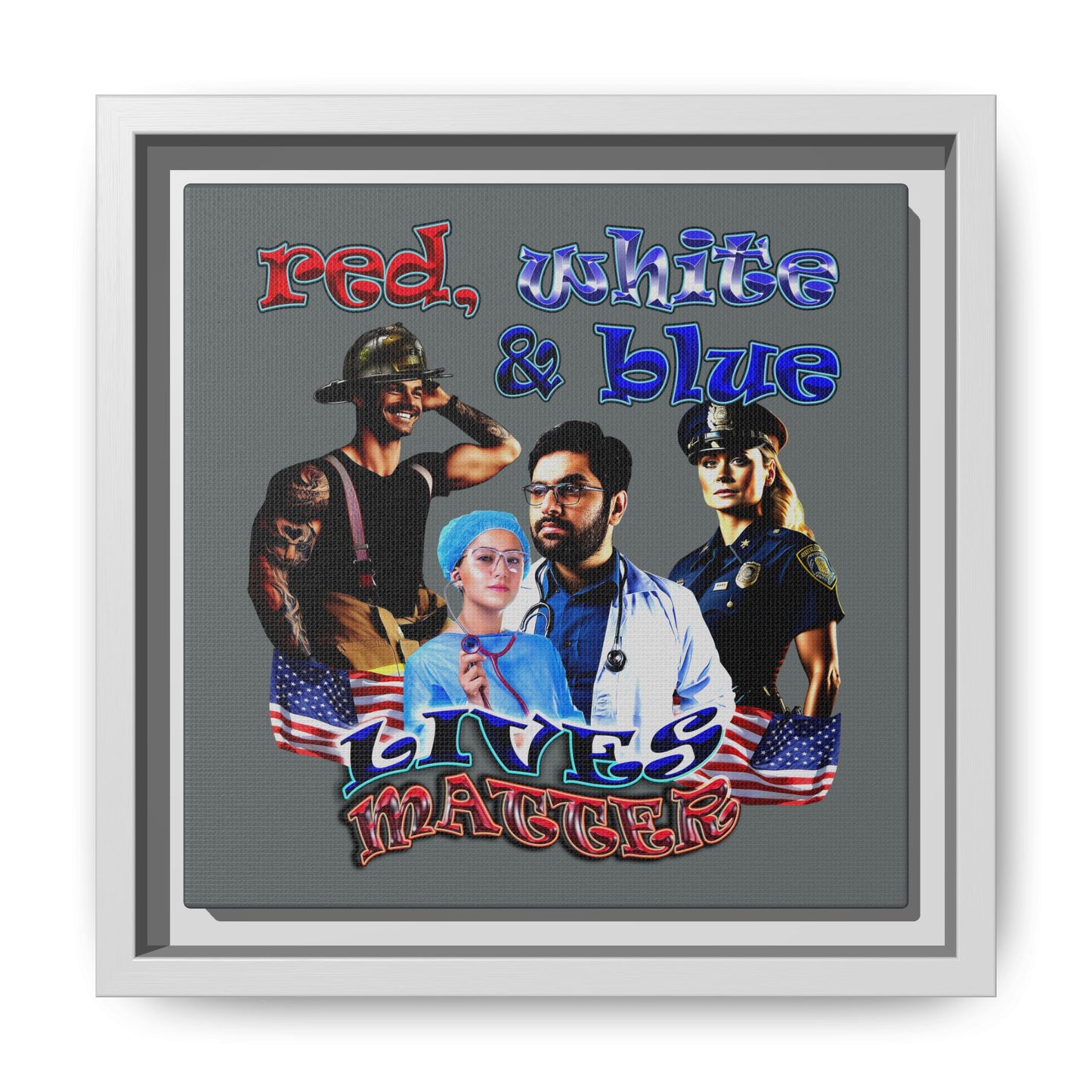 rw&b lives matter - framed canvas art (dark grey)