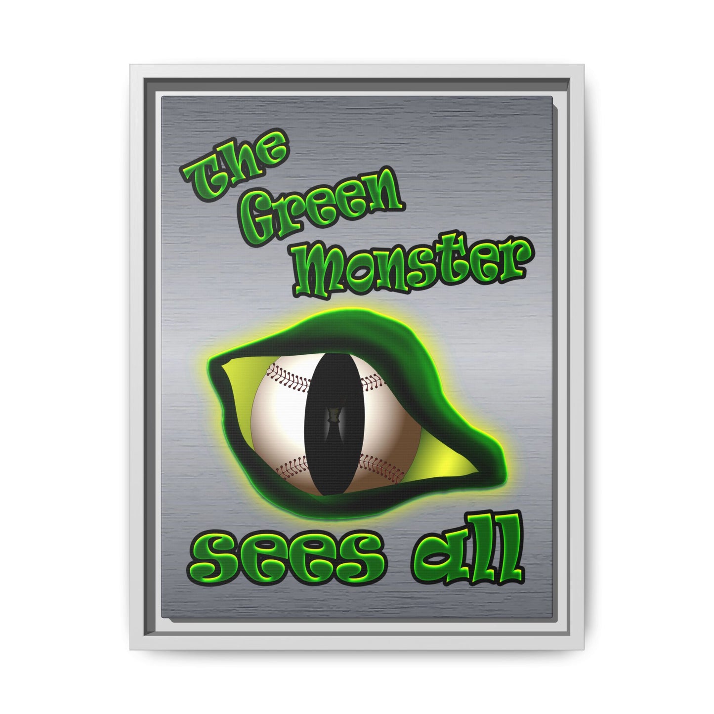 green monster - framed canvas art (brushed nickel)