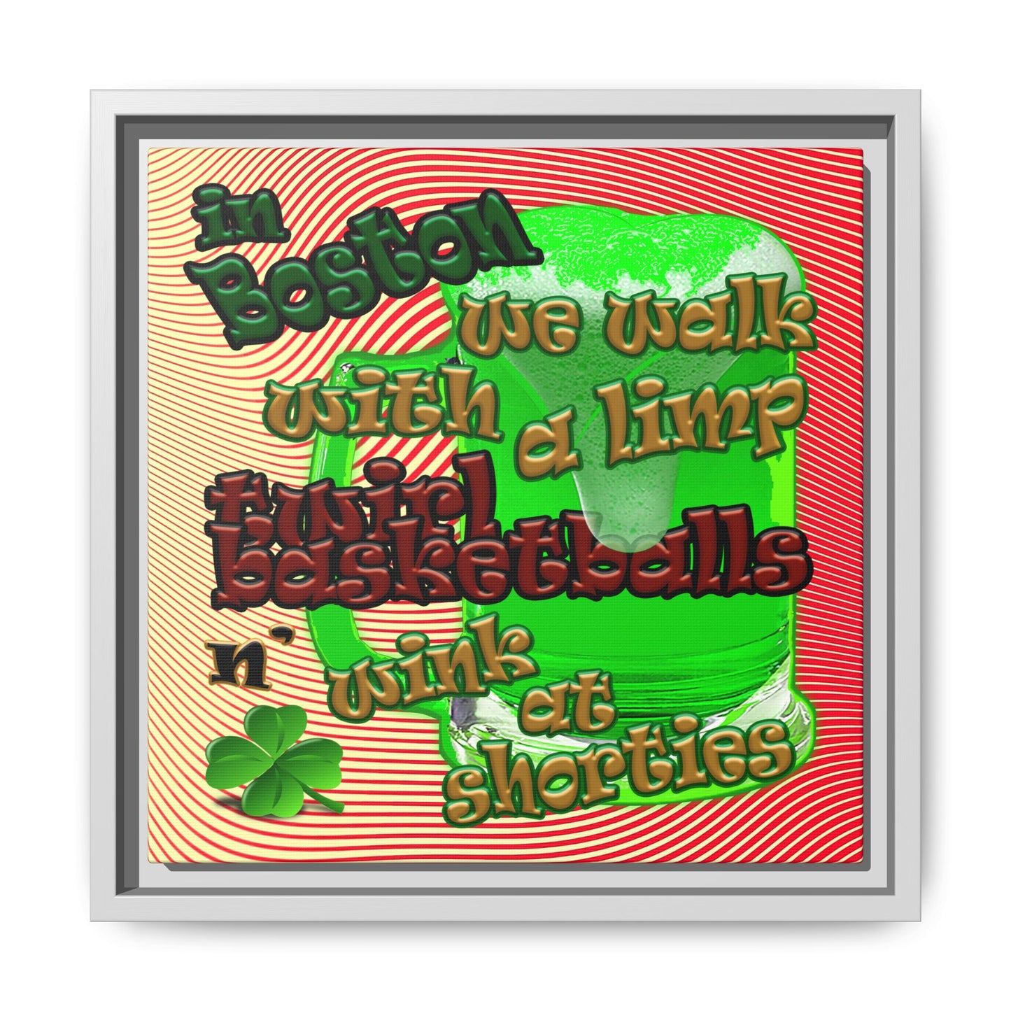 celtics logo - framed canvas art (yellow-orange wave)