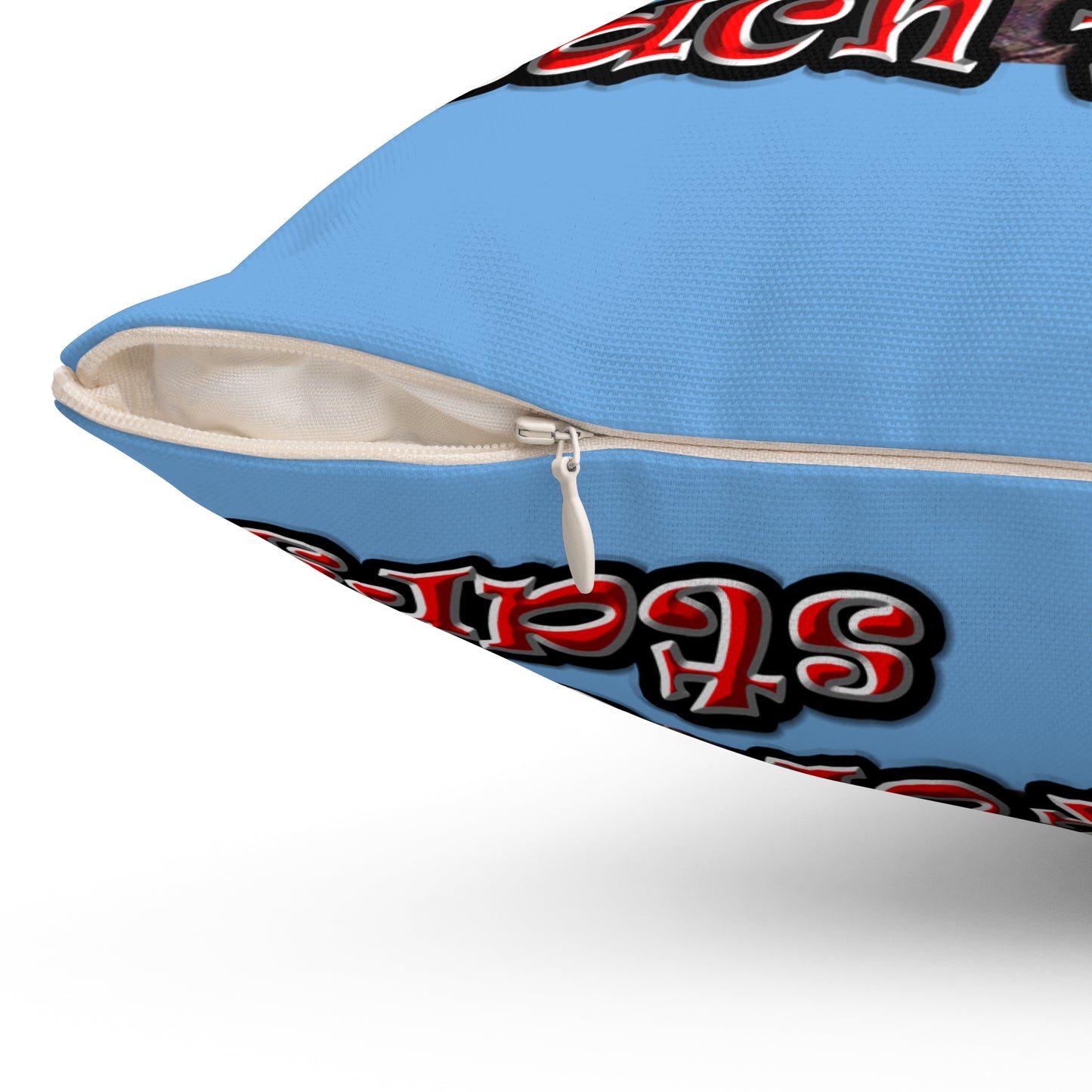 defy conquer reach - Spun Polyester Square Pillow - (light blue)