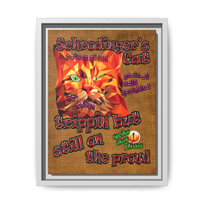 schrodinger's cat - framed canvas art (brown papyrus)