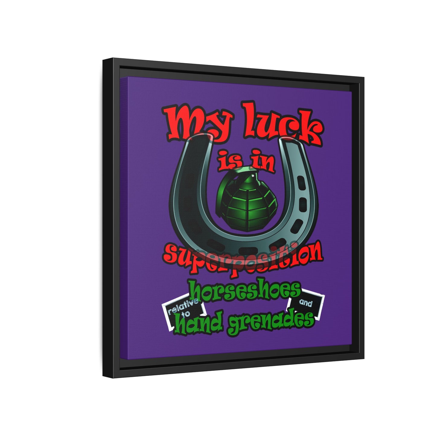 my luck - framed canvas art (purple)