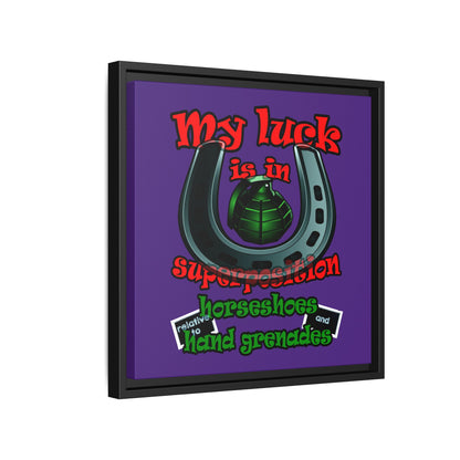 my luck - framed canvas art (purple)