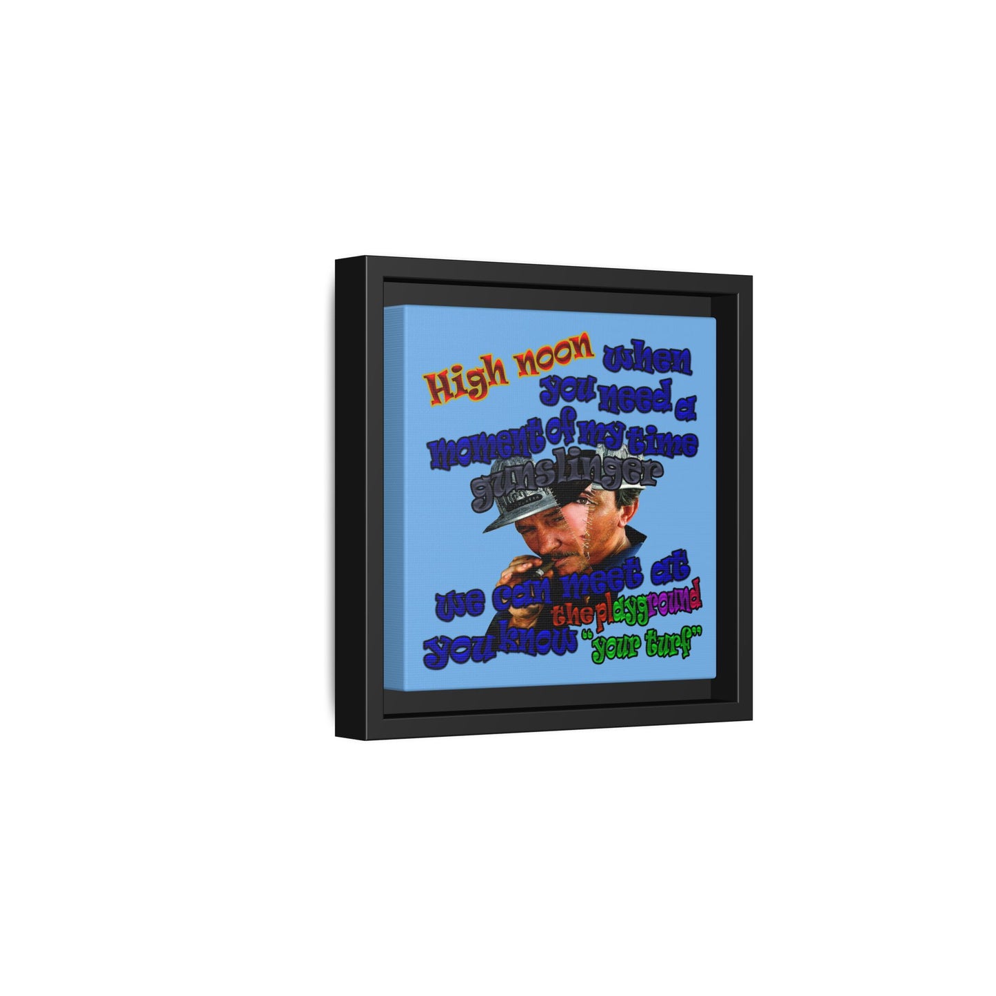 high noon - framed canvas art (light blue)