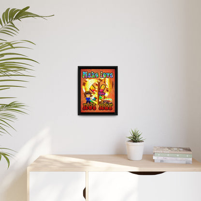 love peace - framed canvas art (burnt orange)