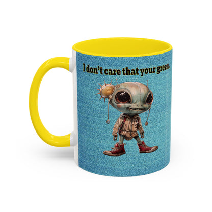 I don't care that your grey - Accent Mug (faded blue)