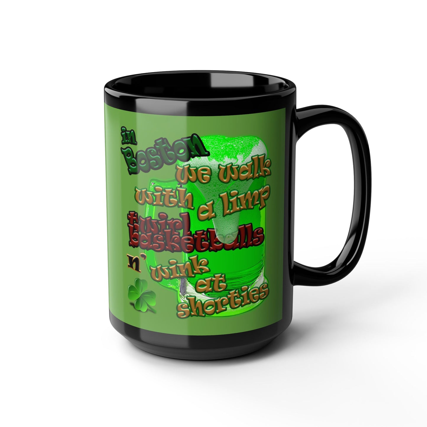 celtics logo - Black Mug (green)