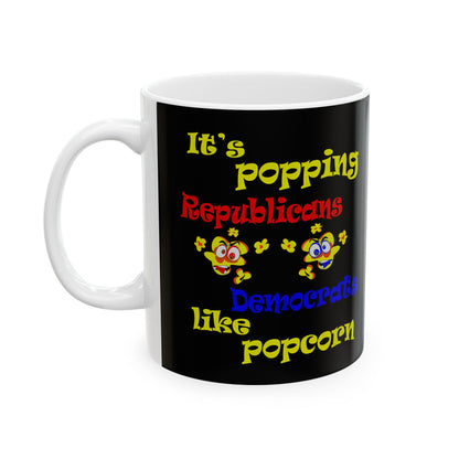 popping like popcorn - White Mug (black)