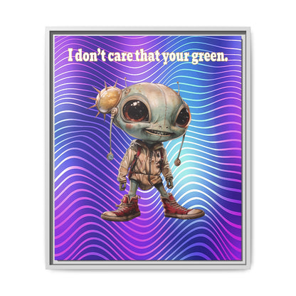 I don't care that your green - framed canvas art (purple wave)