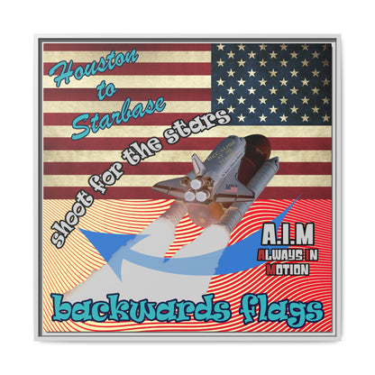 shoot for the stars - framed canvas art (yellow-orange wave)