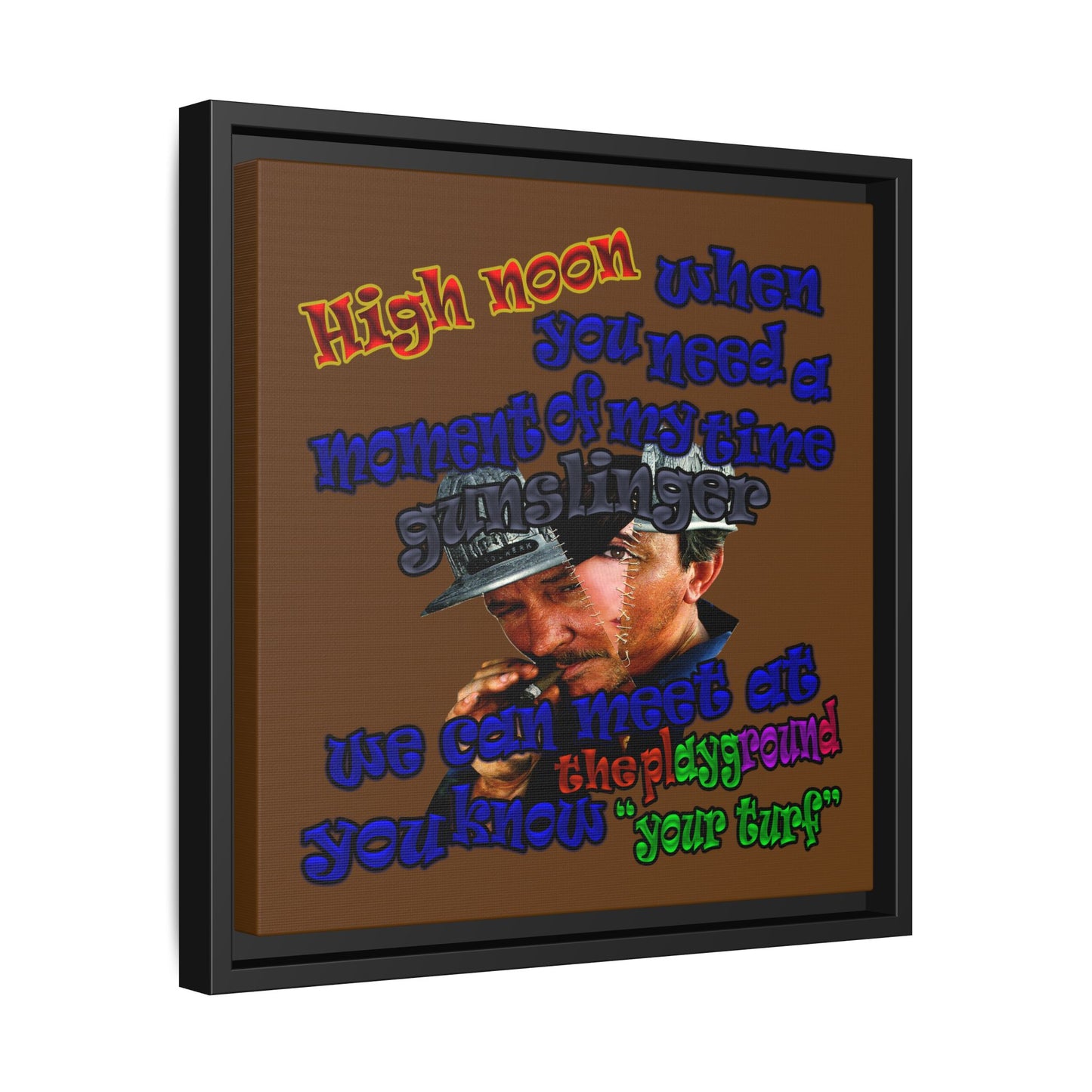 high noon - framed canvas art (brown)