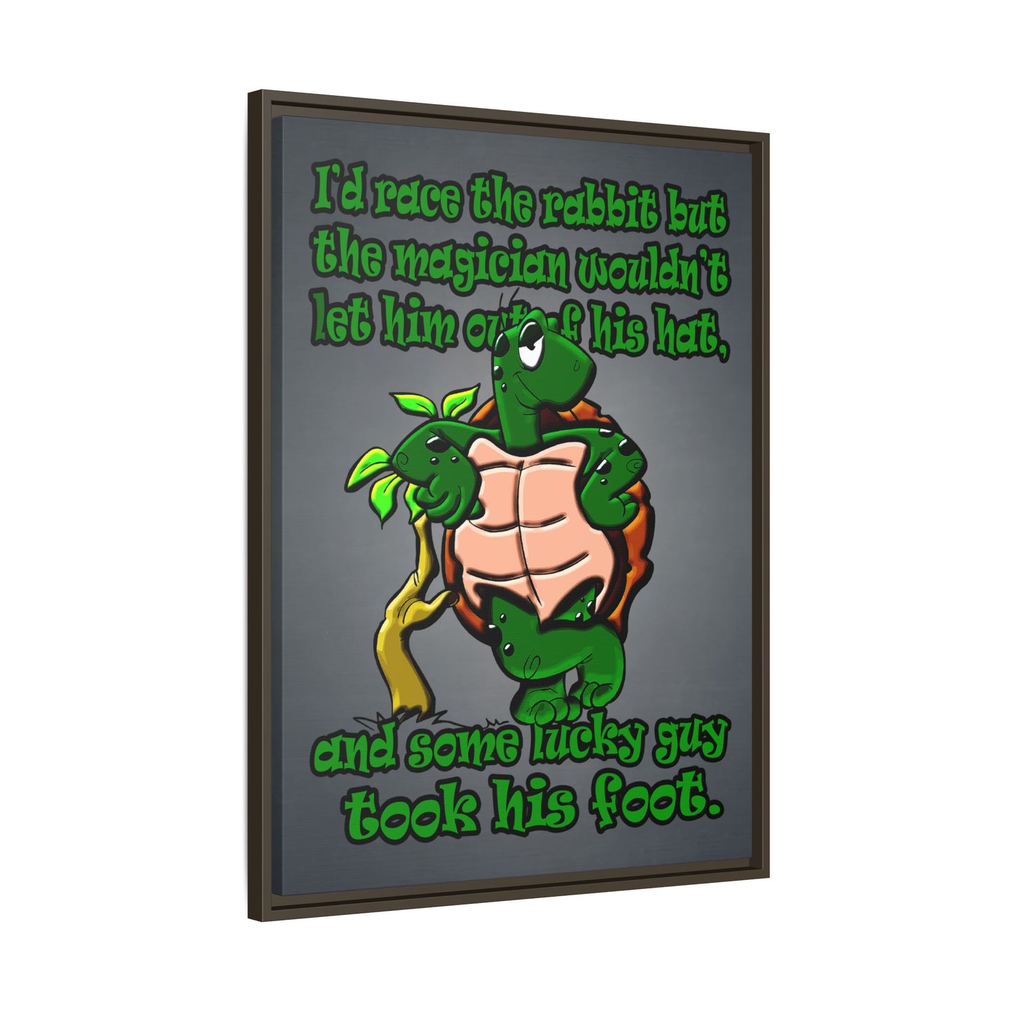 turtle race - framed canvas art (grey-light grey)