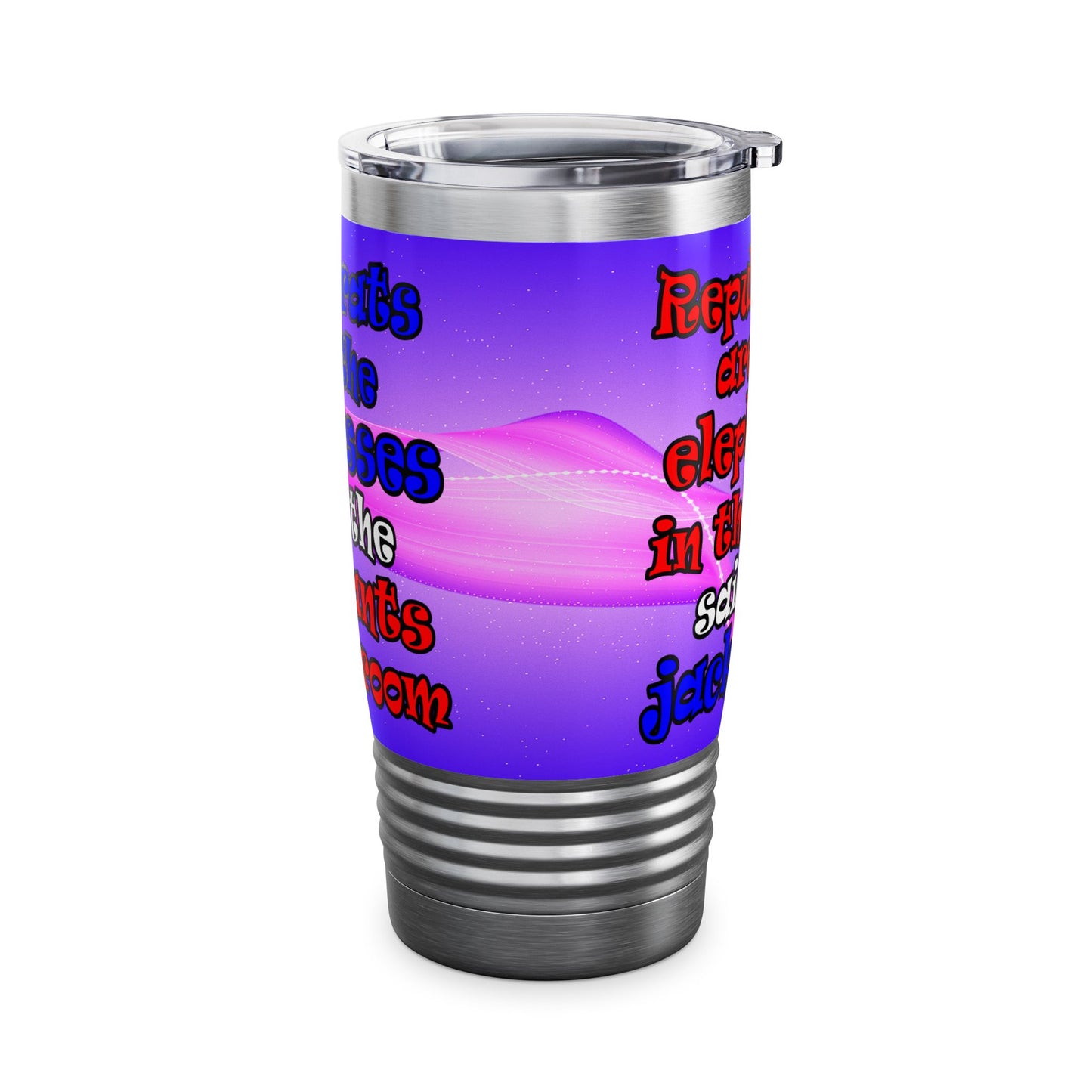 donkeys and elephants - Ringneck Tumbler, 20oz (purple-pink wave)