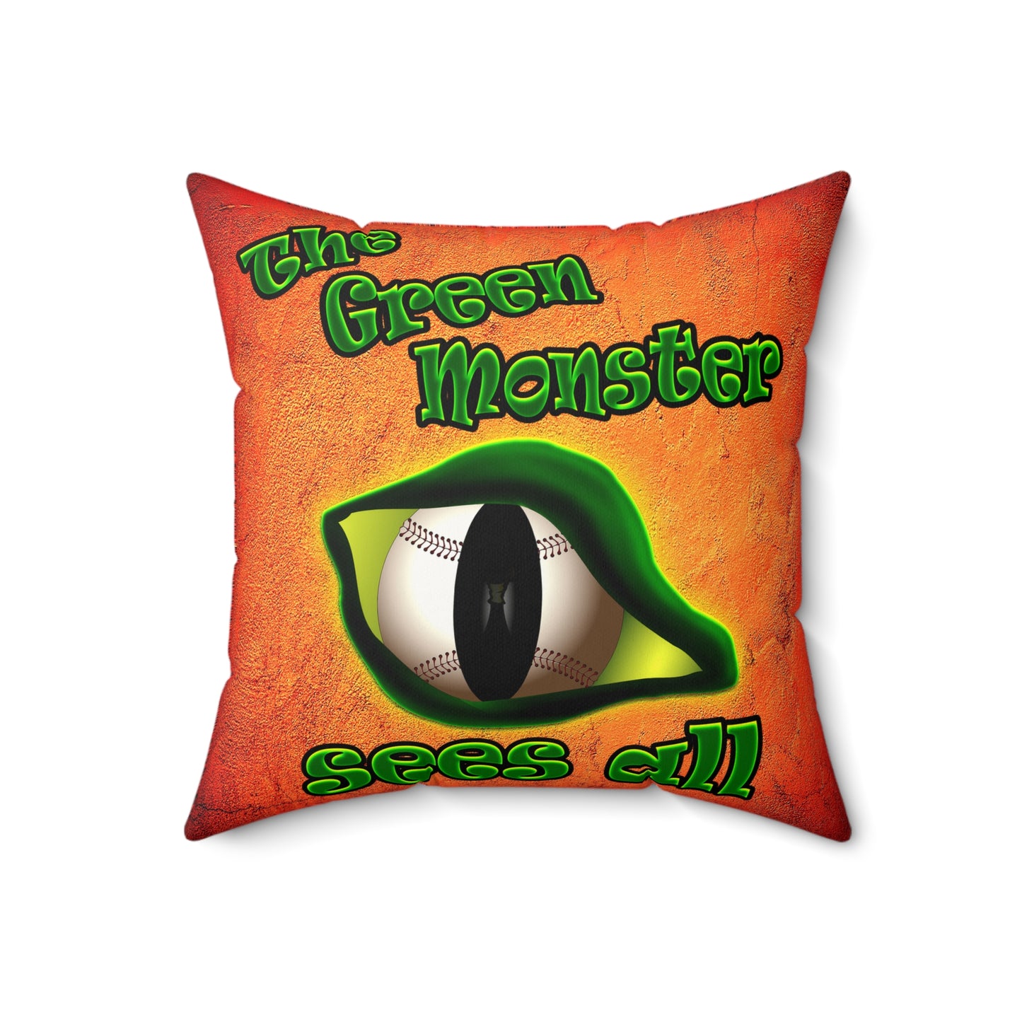 green monster - Faux Suede Square Pillow - (burnt orange)