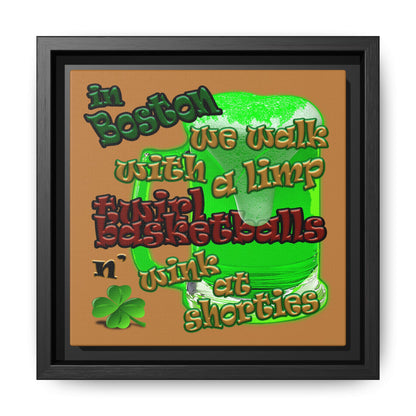 celtics logo - framed canvas art (light brown)