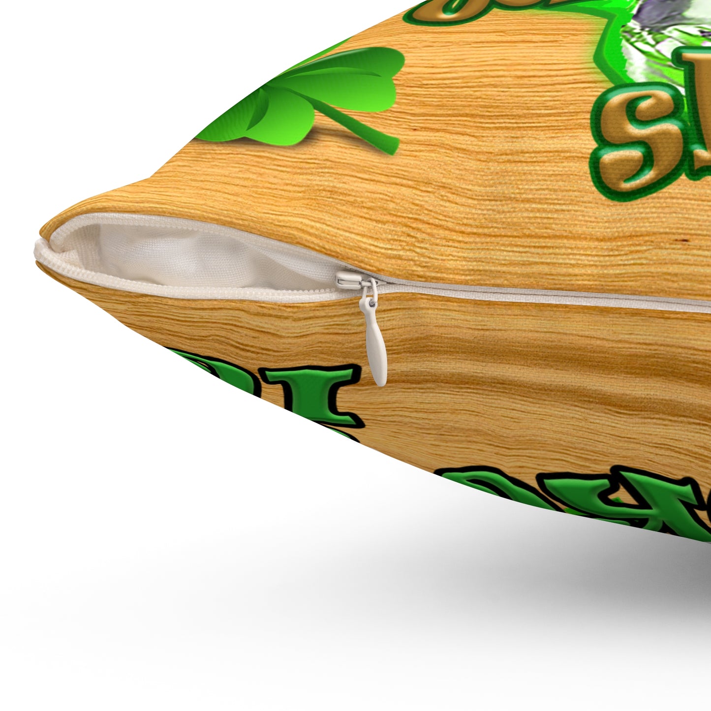 celtics logo - Spun Polyester Square Pillow - (butterscotch wood finish)