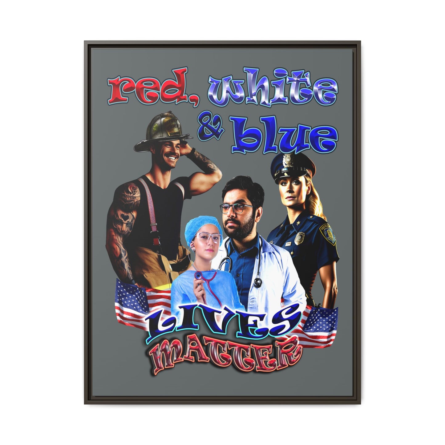 rw&b lives matter - framed canvas art (dark grey)