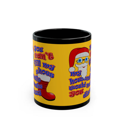 santa's shoes - Black Mug (yellow)