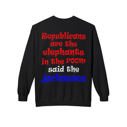 donkeys and elephants - Unisex Midweight Softstyle Fleece Crewneck Sweatshirt