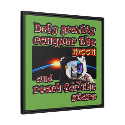 defy conquer reach - framed canvas art (green)