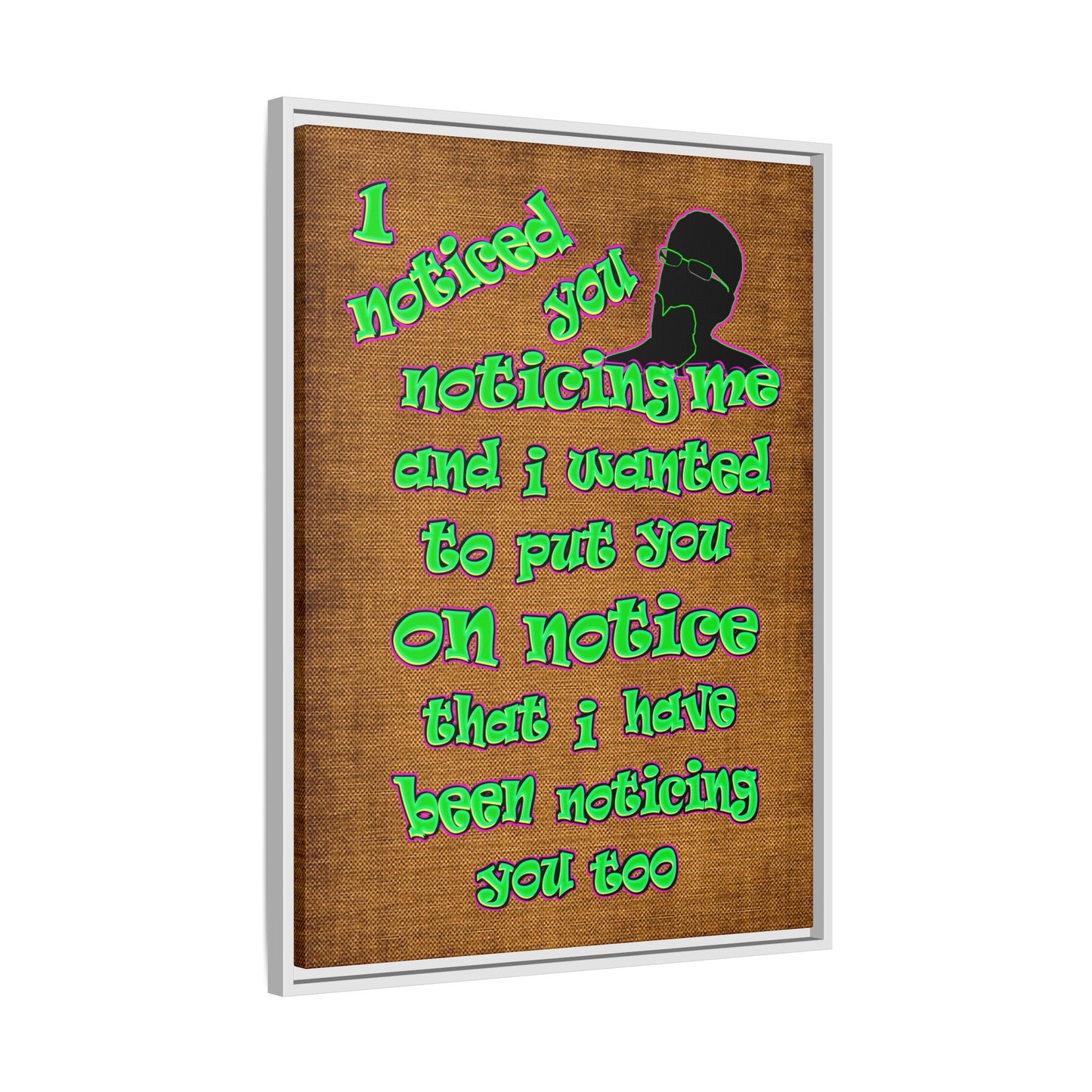 noticed you noticing - framed canvas art (brown papyrus)