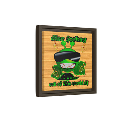 disc jockey - framed canvas art (butterscotch wood finish)