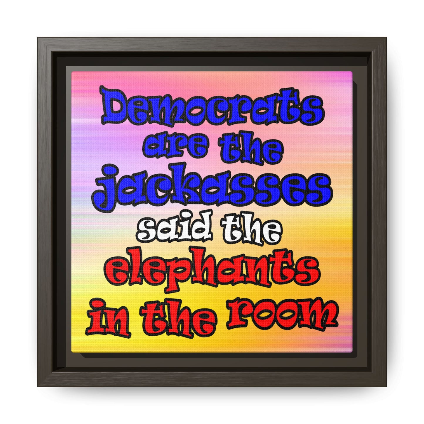 donkeys and elephants - framed canvas art (color blur)