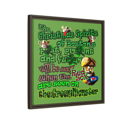 christmas spirits of boston - framed canvas art (green)
