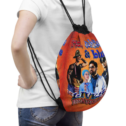 rw&b lives matter - Drawstring Bag (burnt orange)