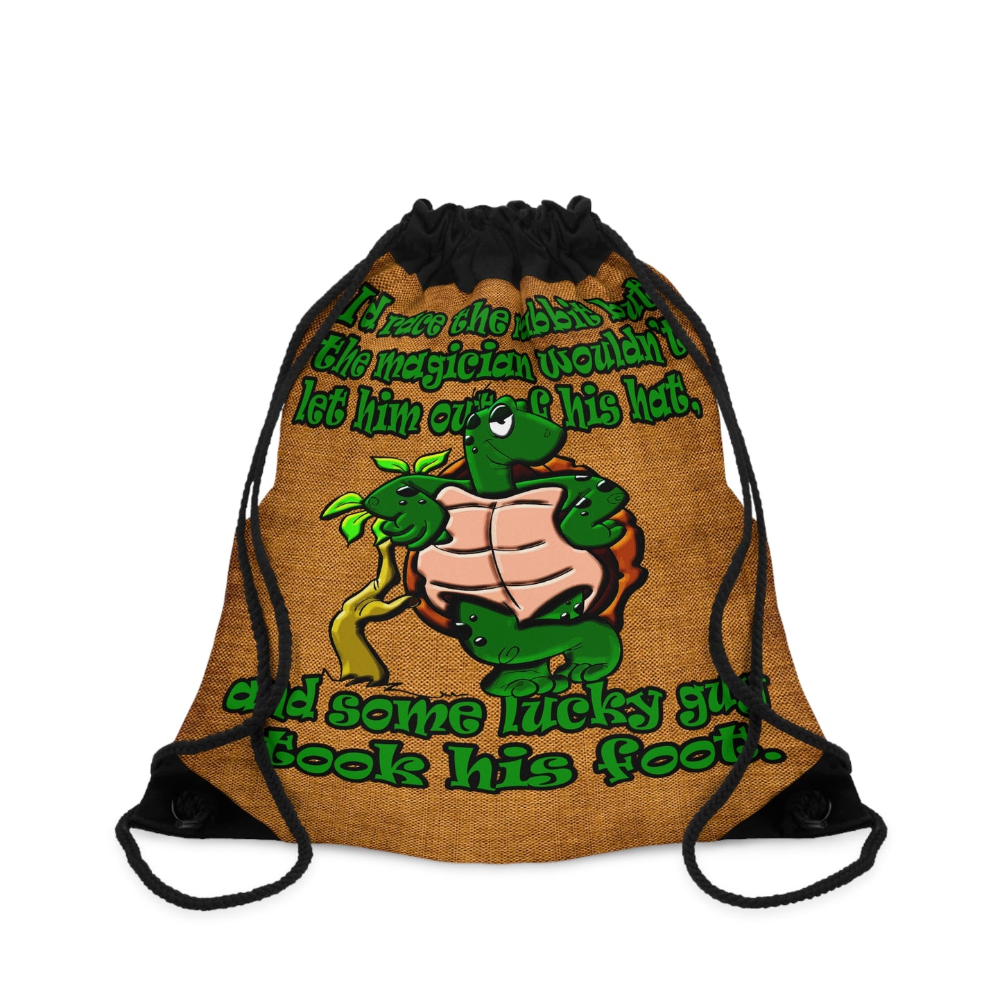 turtle race - Drawstring Bag (dichromatic brown papyrus)