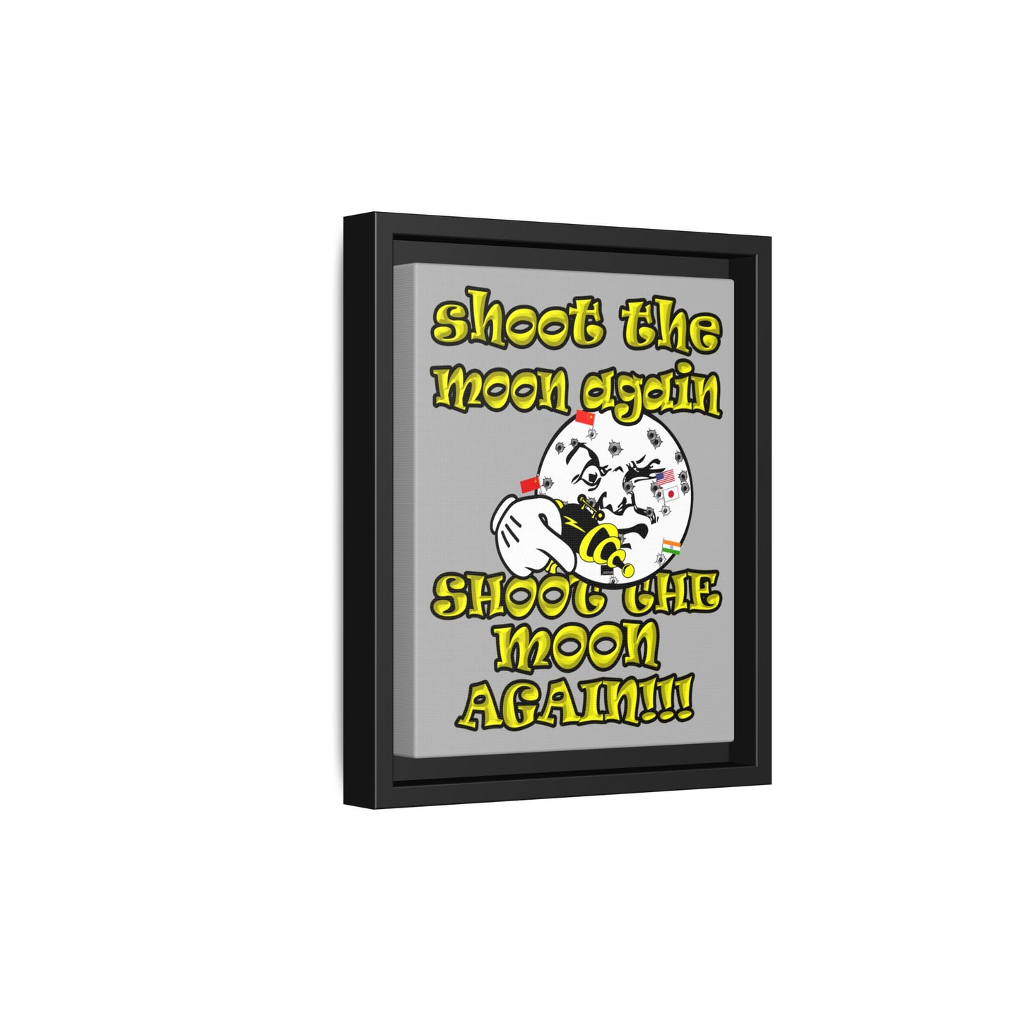 shoot the moon again - framed canvas art (light grey)