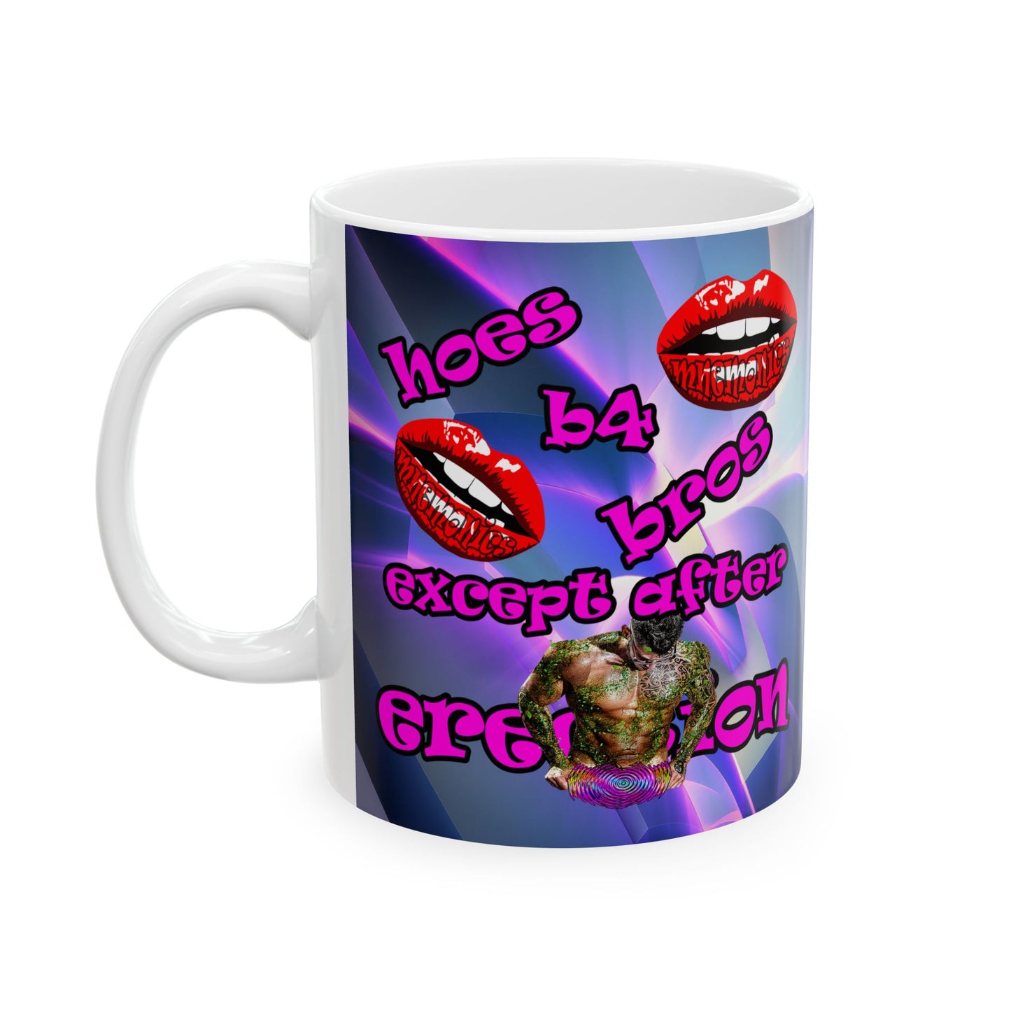 hoes b4 bros - White Mug (grey-pink wave)