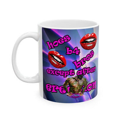 hoes b4 bros - White Mug (grey-pink wave)