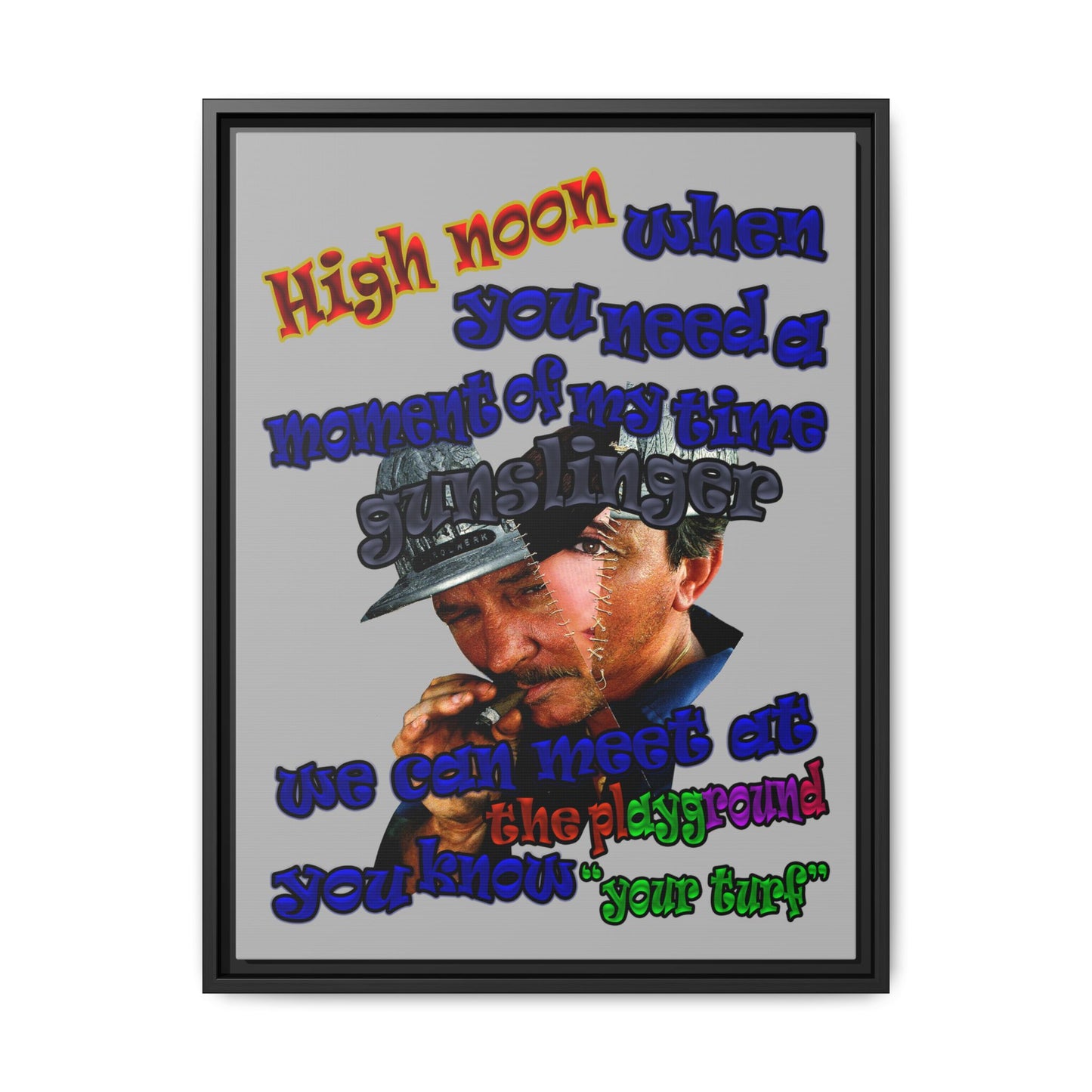 high noon - framed canvas art (light grey)