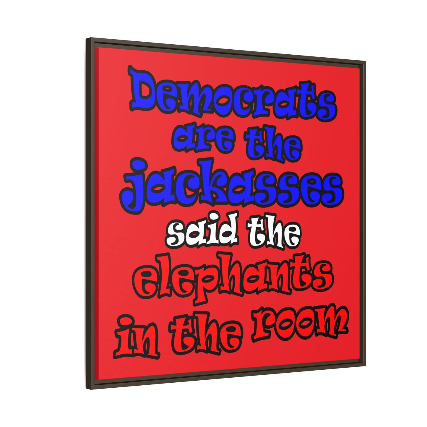 donkeys and elephants - framed canvas art (red)