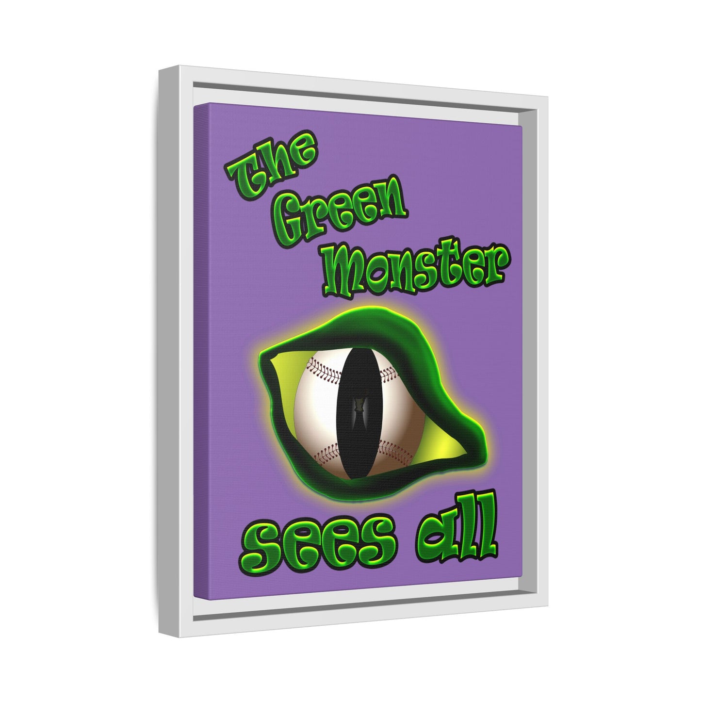 green monster - framed canvas art (light purple)