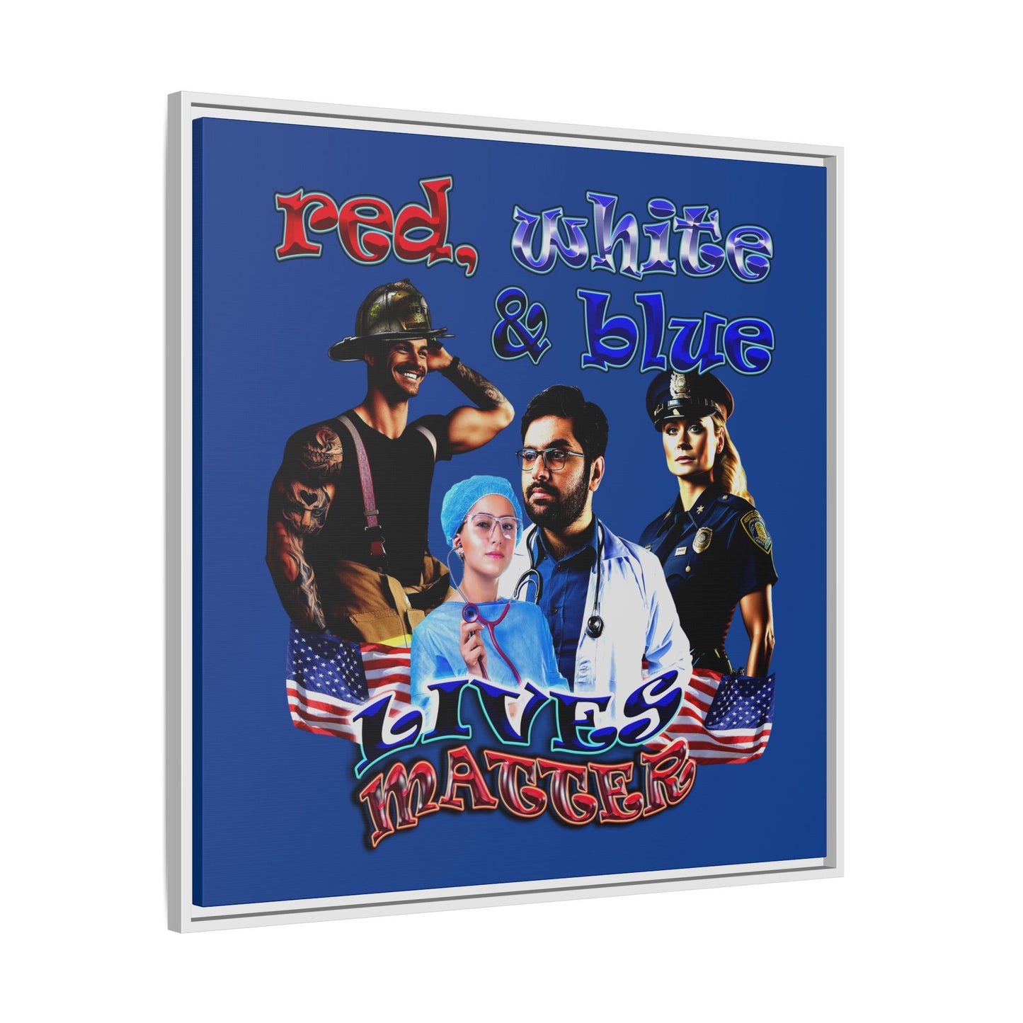 rw&b lives matter - framed canvas art (dark blue)
