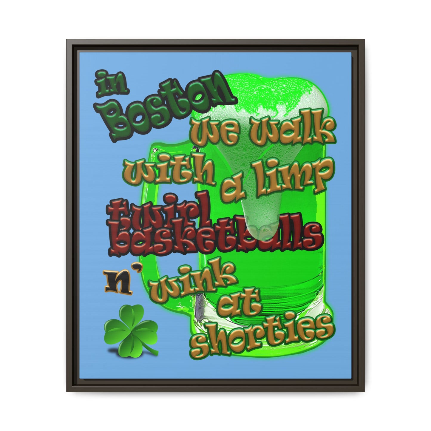 celtics logo - framed canvas art (light blue)