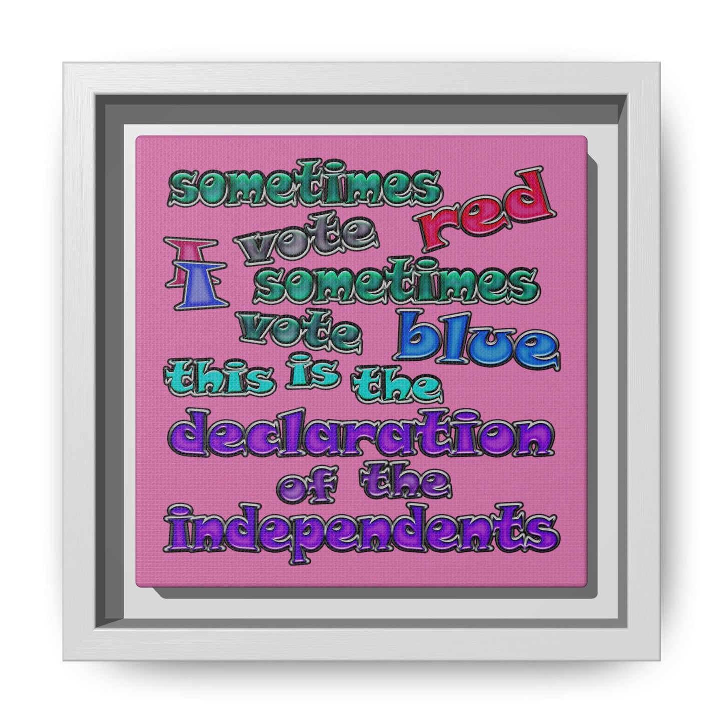 declaration of the independents - framed canvas art (light pink)